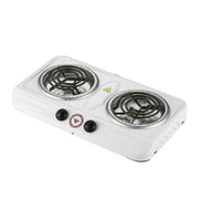 Diamond Brand white double spiral electric stove with two hot plates and six-level heat control