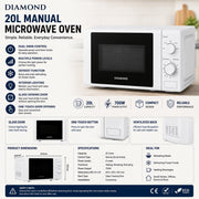 Diamond 20L Manual Microwave Oven 700W