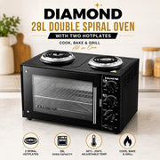 Diamond 28L Electric Oven with Double Hotplates