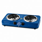 Diamond Brand blue double spiral electric hotplate with two spiral plates and independent controls