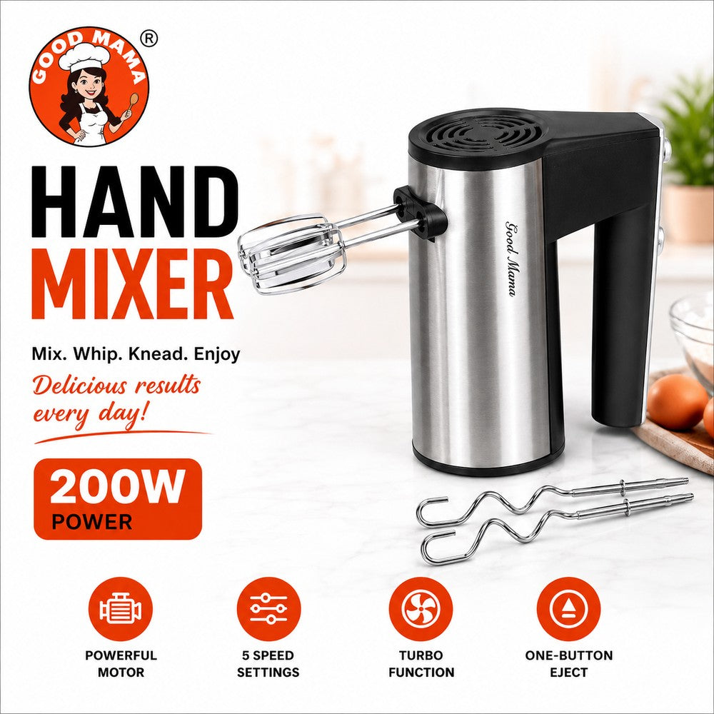 Good Mama GES-B4 200W Hand Mixer with Beaters & Dough Hooks