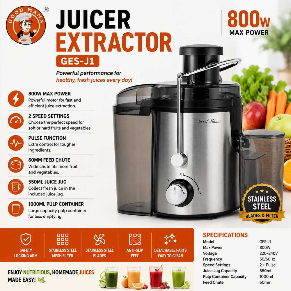 Good Mama GES-J1 Silver Juicer Extractor - 800W