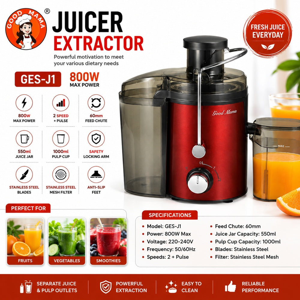 Good Mama GES-J1 Red Juicer Extractor - 800W