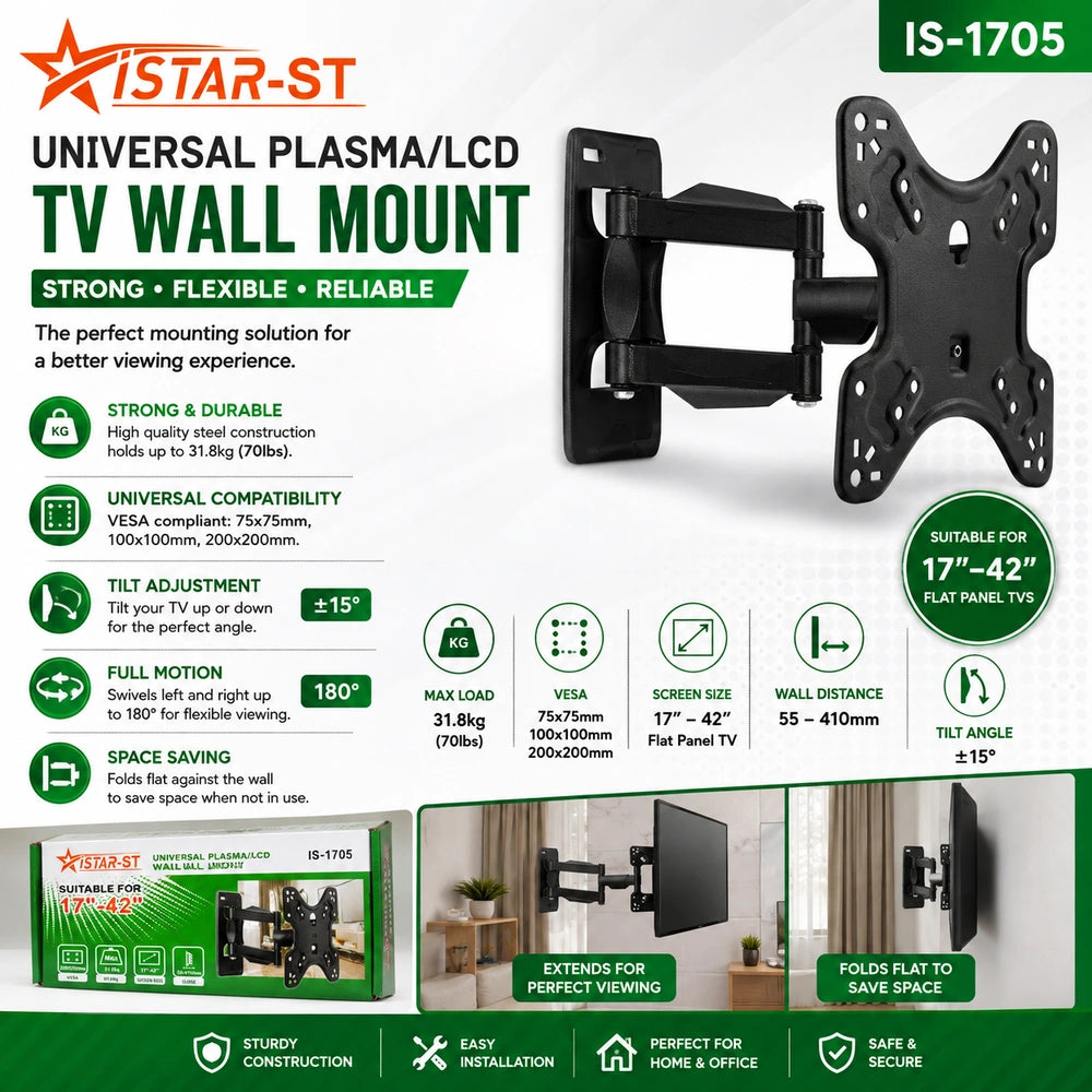 iStar-ST IS-1705 Full-Motion TV Wall Mount 17–42 Inch