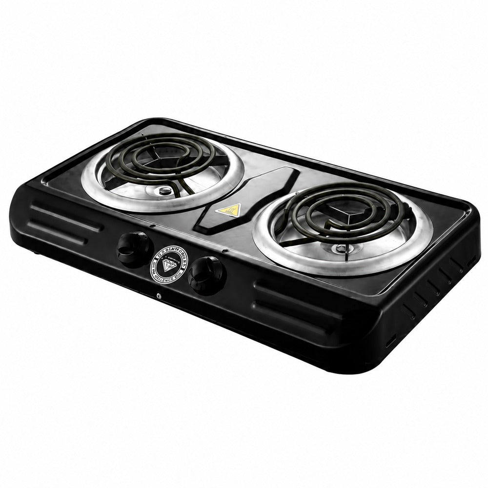 Diamond Double Spiral Hotplate - Black 2-Plate Electric Cooker