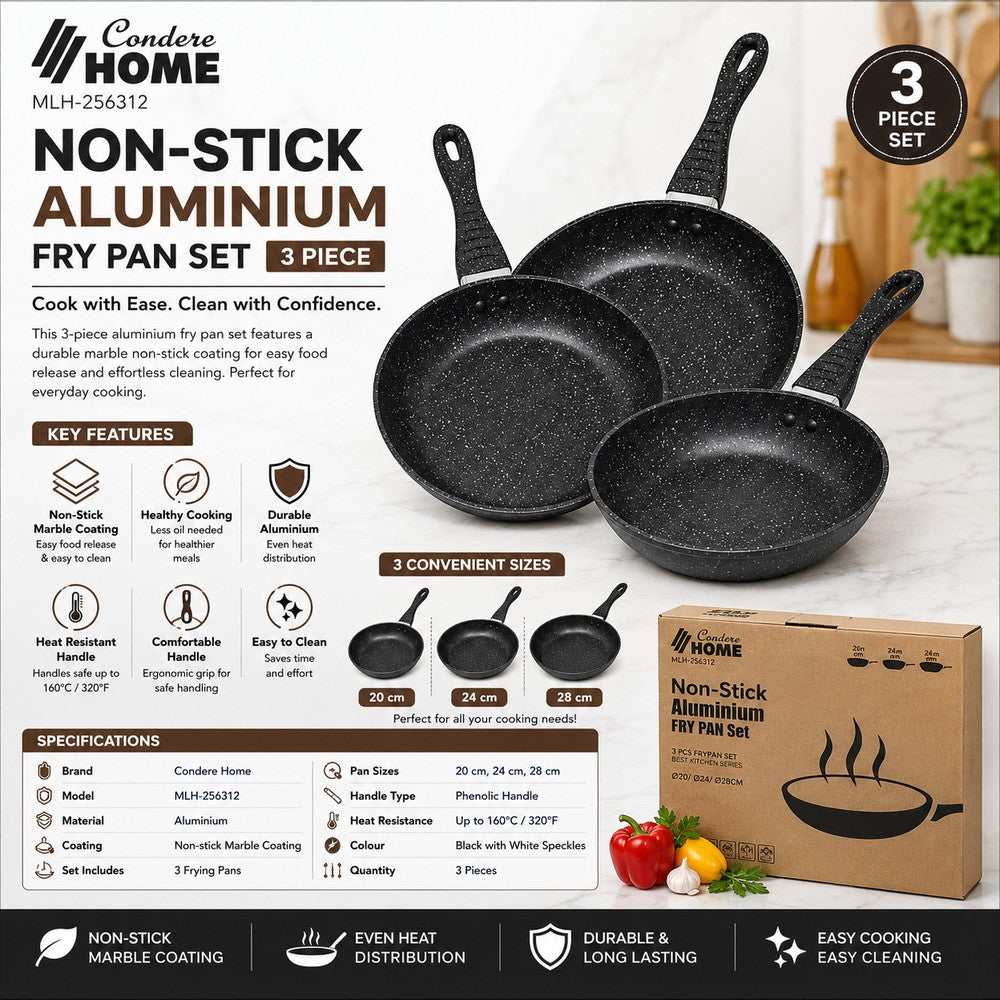 Condere Home MLH-256312 3-Piece Non-Stick Fry Pan Set