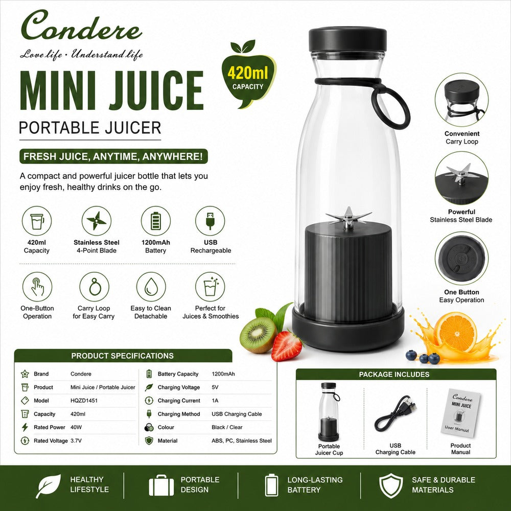 Condere HQZD1451 420ml Portable Juicer Cup