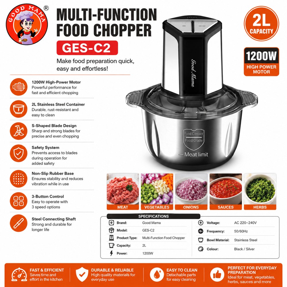 Good Mama GES-C2 2L Multi-Function Food Chopper