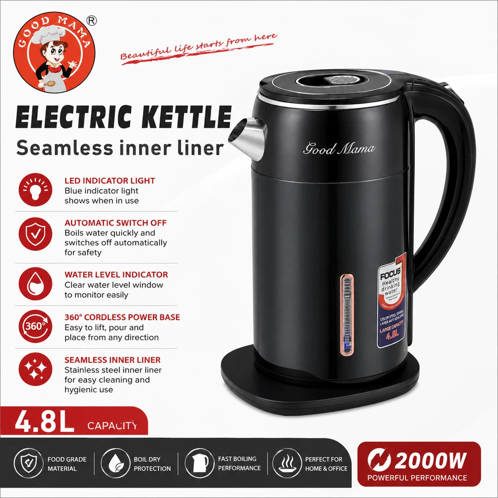 Good Mama GES-K6 4.8L Electric Kettle - Black, 2000W