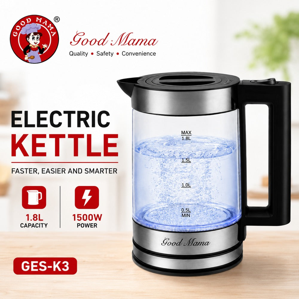 Good Mama GES-K3 1.8L Glass Electric Kettle - 1500W