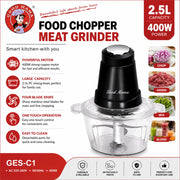 Good Mama GES-C1 2.5L Food Chopper & Meat Grinder