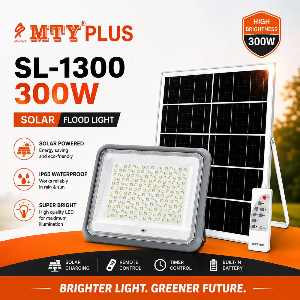 MTY Plus SL-1300 300W Solar LED Flood Light