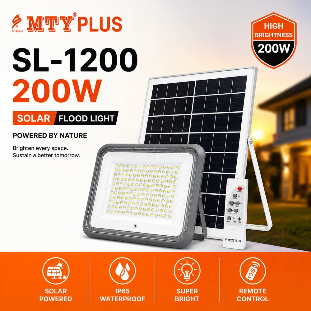 MTY Plus SL-1200 200W Solar LED Flood Light