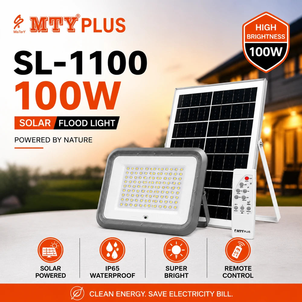 MTY Plus SL-1100 100W Solar LED Flood Light