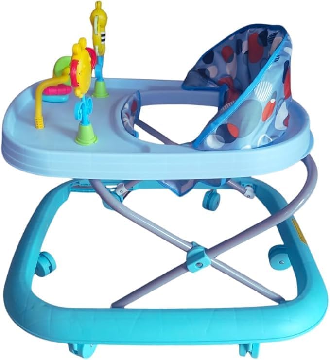 Blue Baby Walker with Activity Tray & Padded Seat