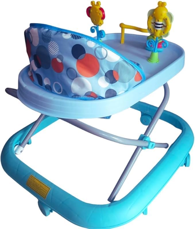 Blue Baby Walker with Activity Tray & Padded Seat